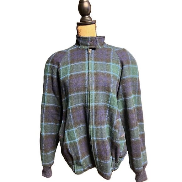 1980s Pendleton Green & Navy 100% Wool Vintage Front Zip Coat Women size Medium - Picture 1 of 14